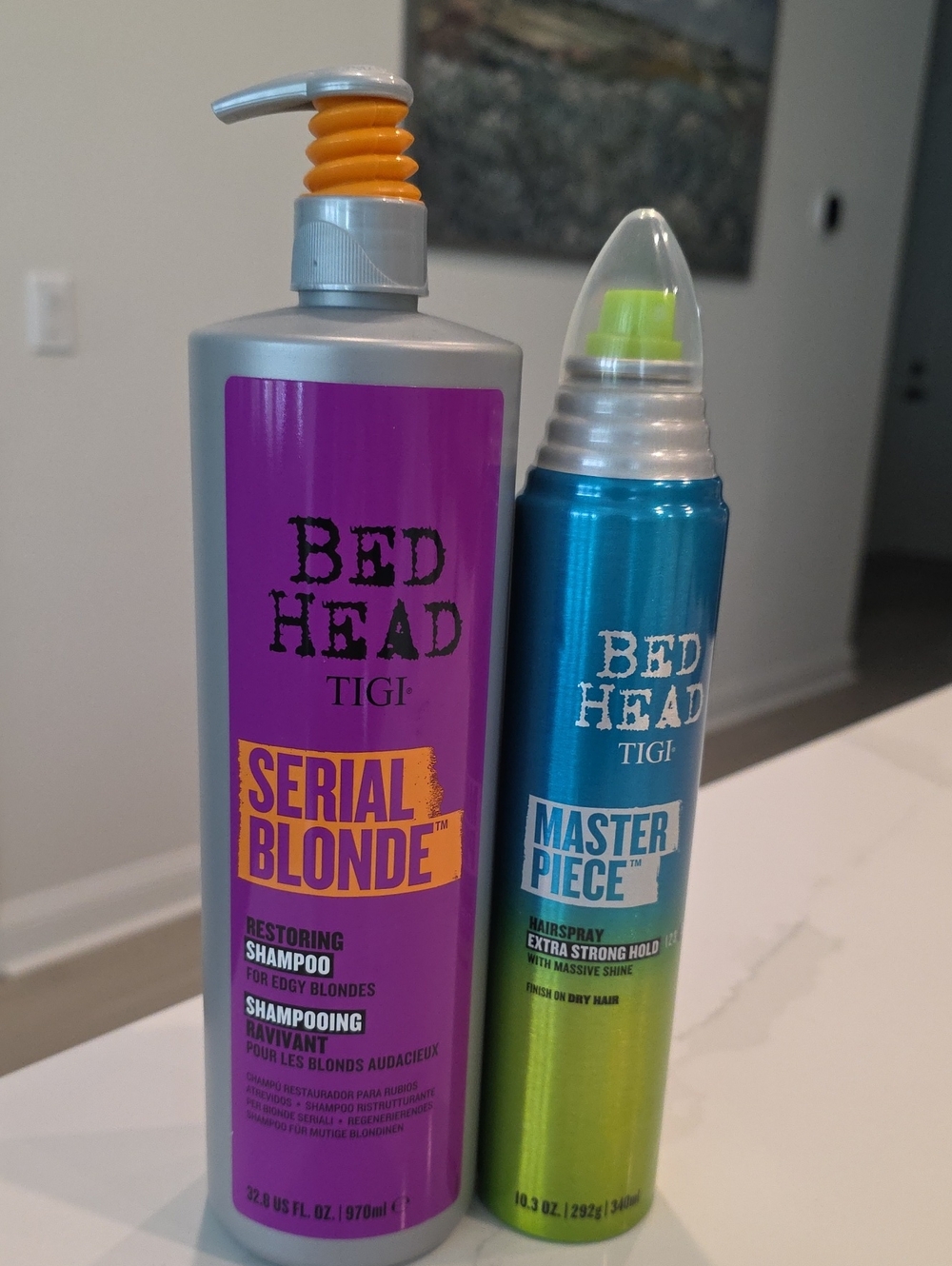 Bed Head Serial Blonde Shampoo & Masterpiece Hairspray - Purple & Blue